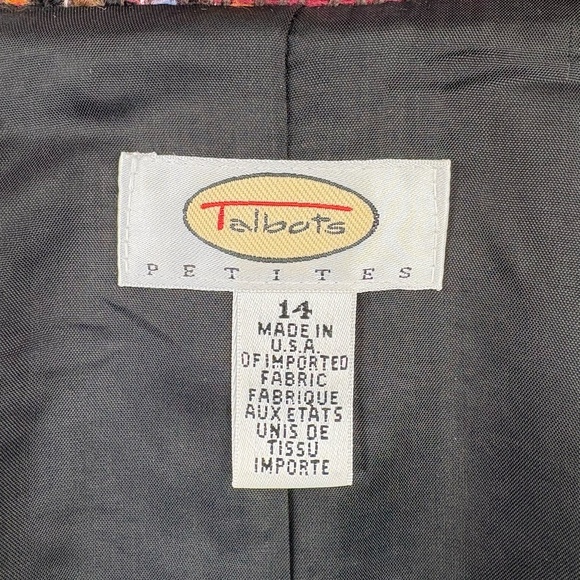 VTG Women's Talbots Wool Blend Multicolor Tweed Double Breasted Blazer Sz14P - Picture 10 of 10